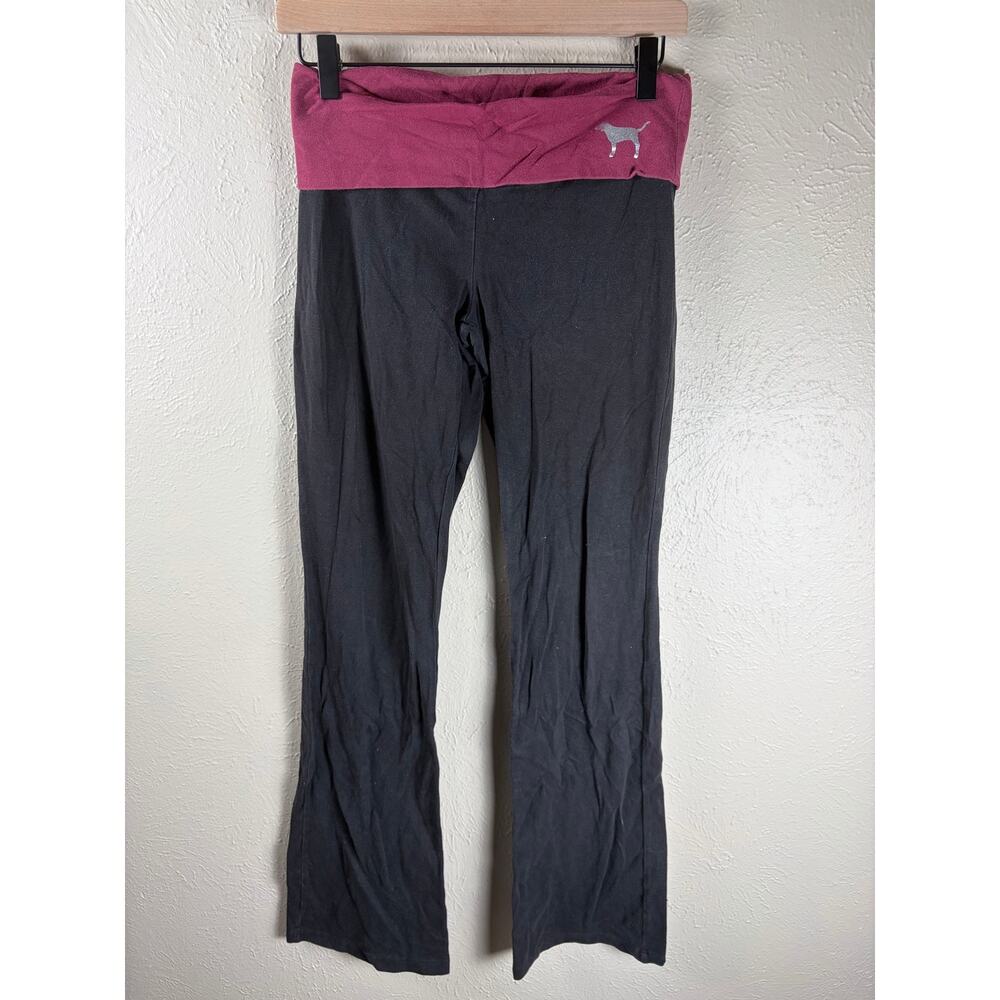Y2K VS PINK Texas A&M Yoga Pants Flared Leg Size Small Foldover Waistband Aggies